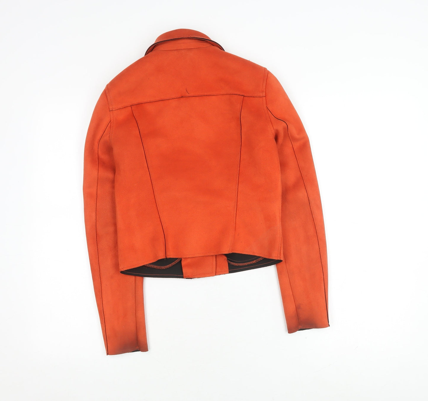 River Island Women's Orange Biker Jacket Size 6 Slim Fit