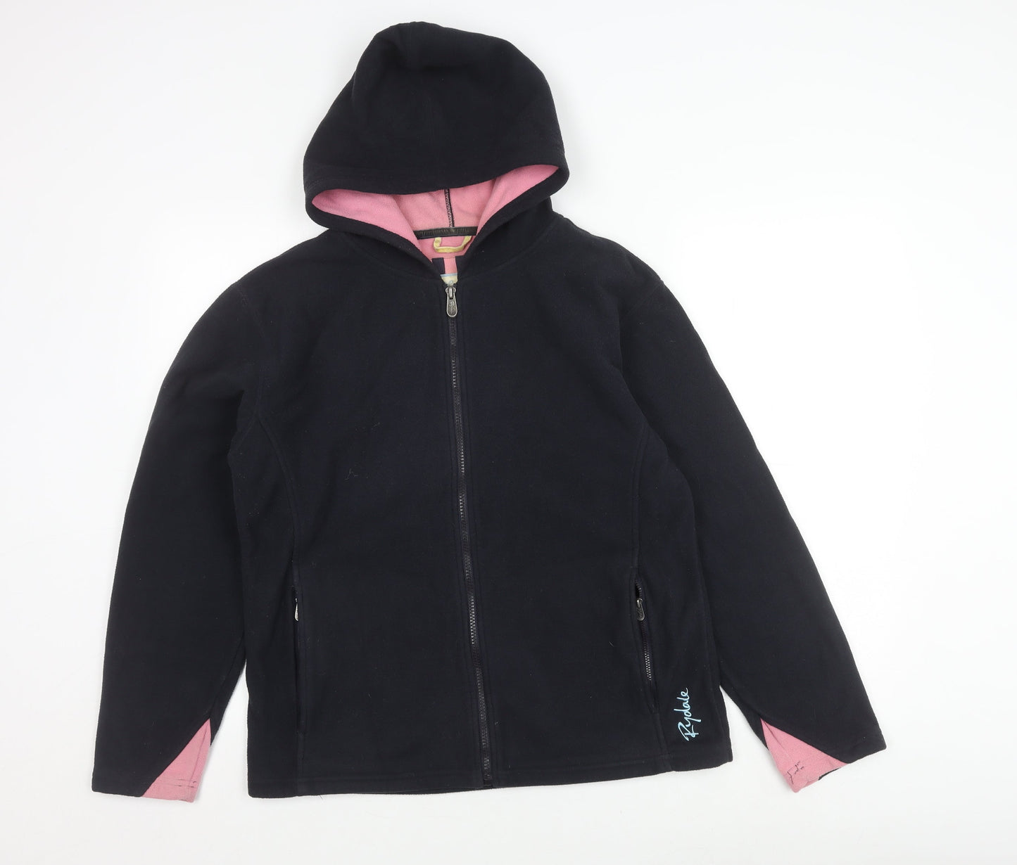Rydale Women's Black Fleece Jacket L Full Zip Hooded Outdoor