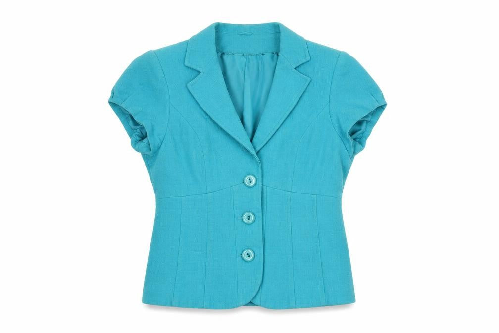 M&Co Women's Blue Short Sleeve Button-Up Shirt