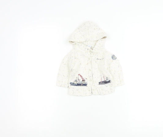 Jasper Conran Ivory Unisex Baby Cardigan 0-3 Months