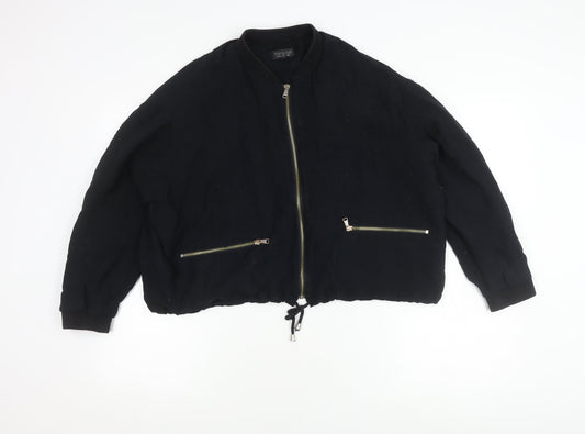 Topshop Women's Black Bomber Jacket UK 10