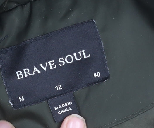 Brave Soul Women's Green M Puffer Jacket Hooded