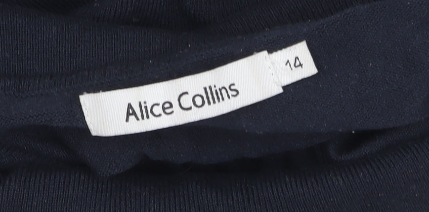 Alice Collins Women's Blue Roll Neck Jumper Size 14