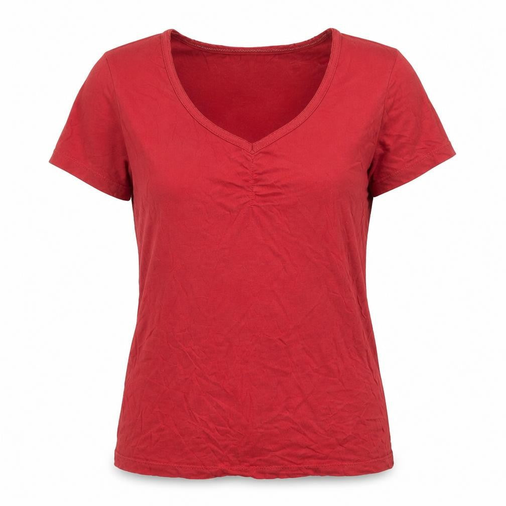 FatFace Women's Red V-Neck T-Shirt, Size 6, Casual Look