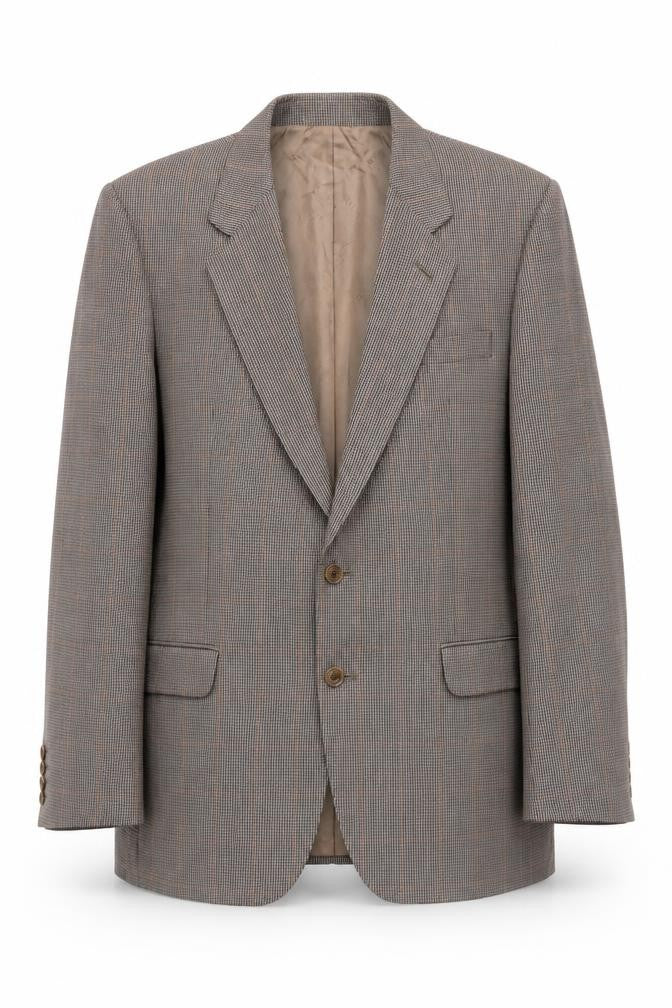 DAKS Men's Brown Check Wool Blazer 42R Single-Breasted