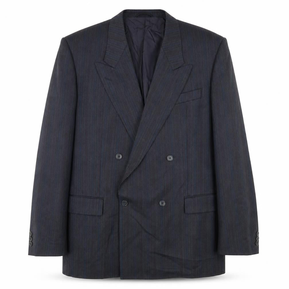 Konen Men's Blue Striped Double-Breasted Blazer 44R