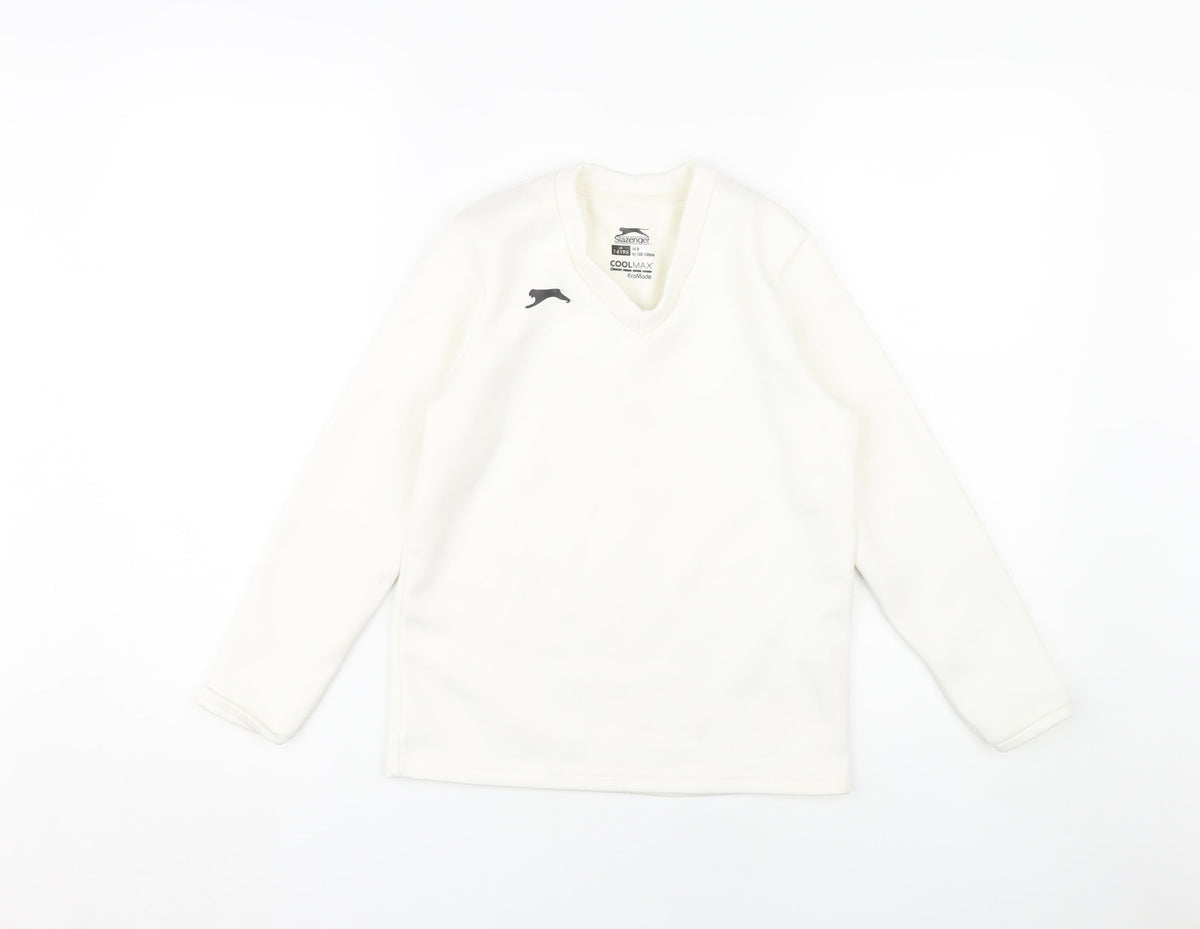 Slazenger Boys Long Sleeve White Pullover 7-8 Years