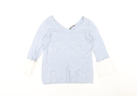 Mint Velvet Women's Blue V-Neck Jumper Size 10