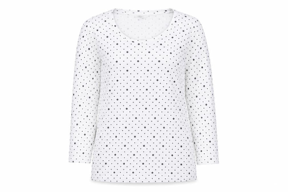 Cotton Traders Women's White Polka Dot T-Shirt Size 10