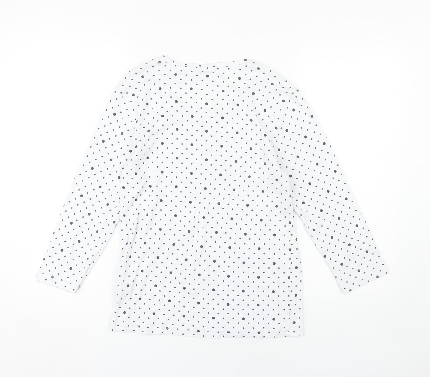 Cotton Traders Women's White Polka Dot T-Shirt Size 10