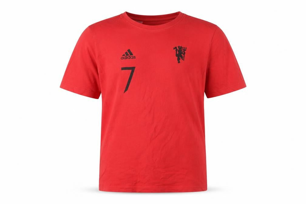 Adidas Boys Red Ronaldo Number 7 T-Shirt, 13-14 Years