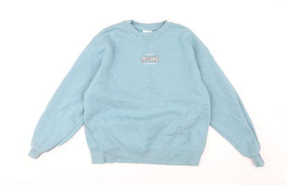 Pull&Bear Men's Blue Graphic Print Sweatshirt S