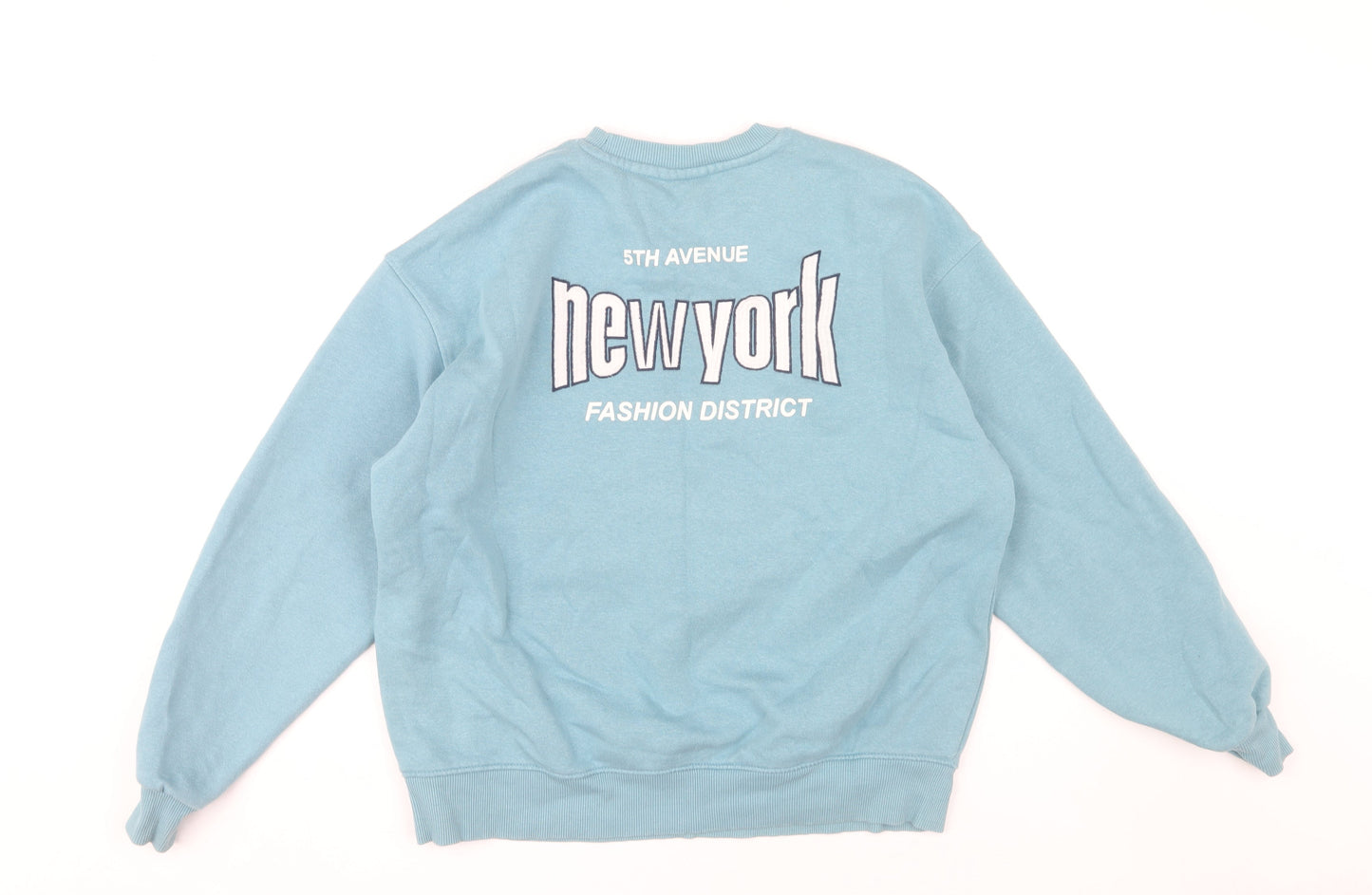 Pull & Bear Men's Blue Graphic Print Sweatshirt S