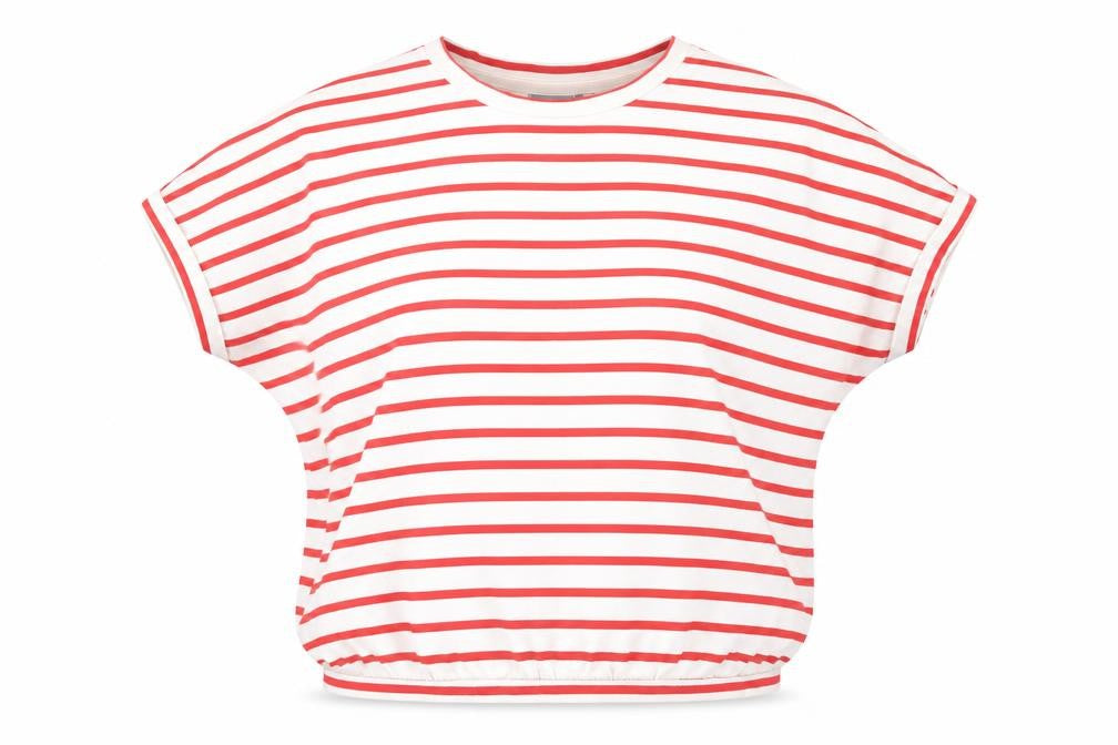 b.young Women's Red Striped Sleeveless T-Shirt M