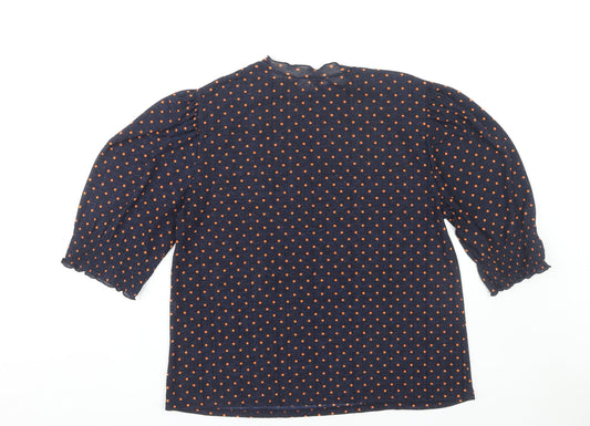 Zara Women’s Blue Polka Dot 3/4 Sleeve Blouse