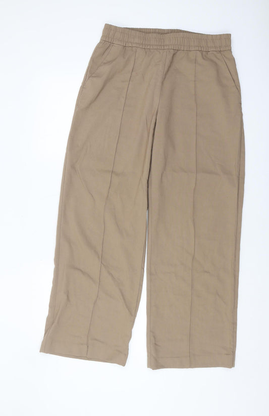 H&M Women's Beige Straight Trousers, Size M