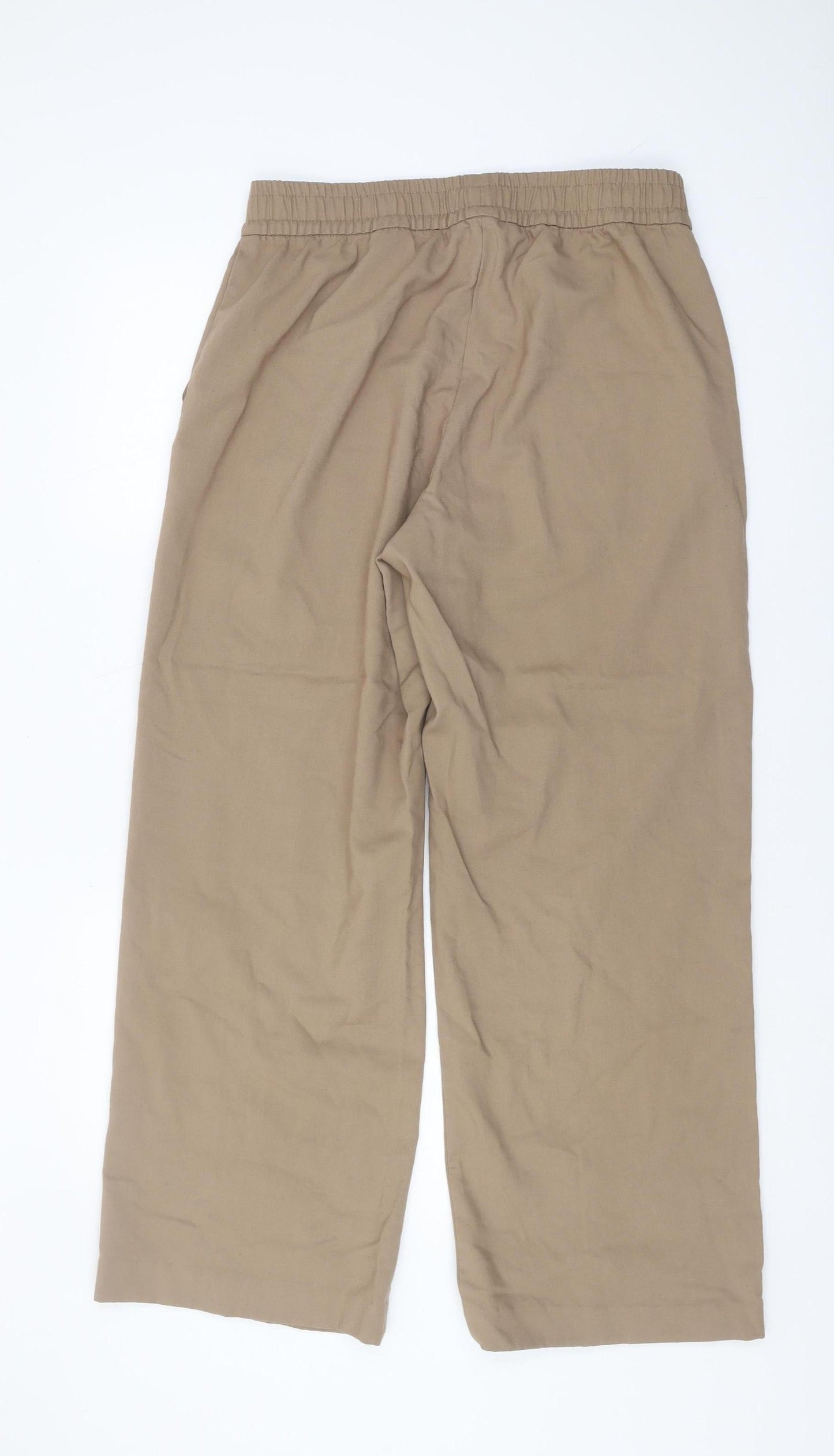 H&M Women's Beige Straight Trousers, Size M