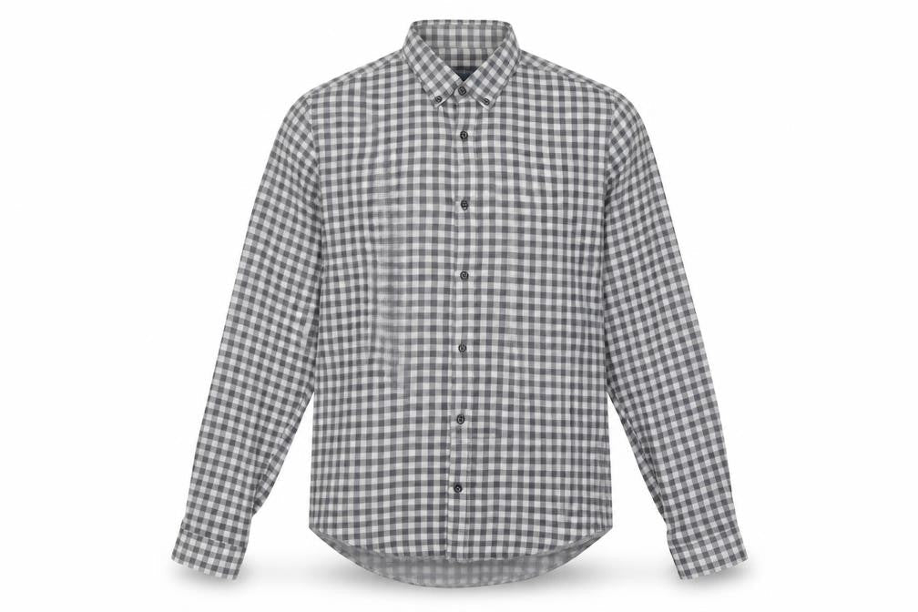 Zara Men Grey Relaxed Check Button-Up Shirt M