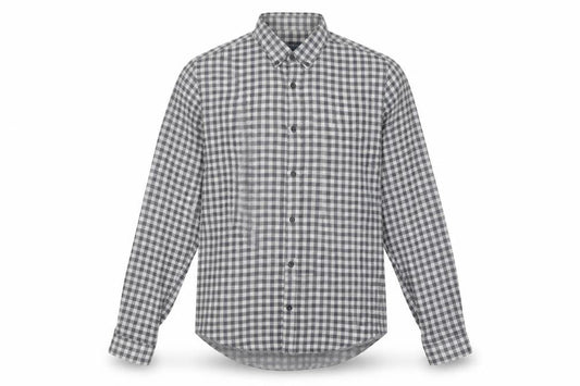 Zara Men Grey Relaxed Check Button-Up Shirt M