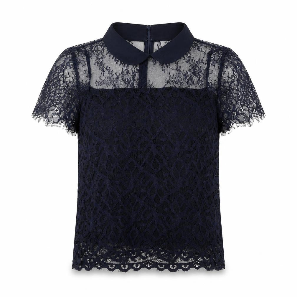 Morgan Women's Black Medium Collared Lace Blouse