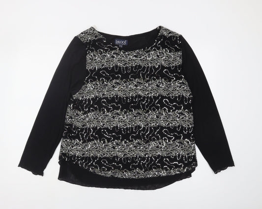 Saloos Women's Black Sequin Blouse - Plus Size 22