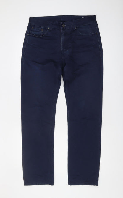 Feralli Men's Blue Regular Fit Cotton Trousers
