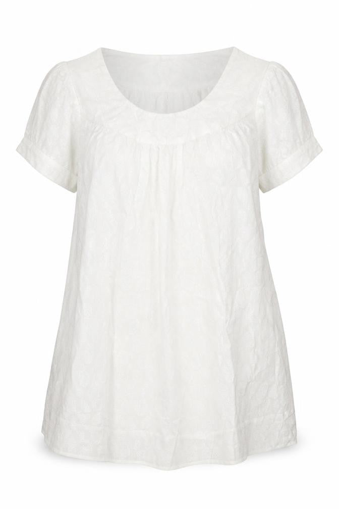 Aruna Devi Women's White Cotton Short Sleeve Top