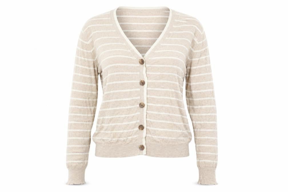 Gap Women's Beige Striped Cardigan Jumper L