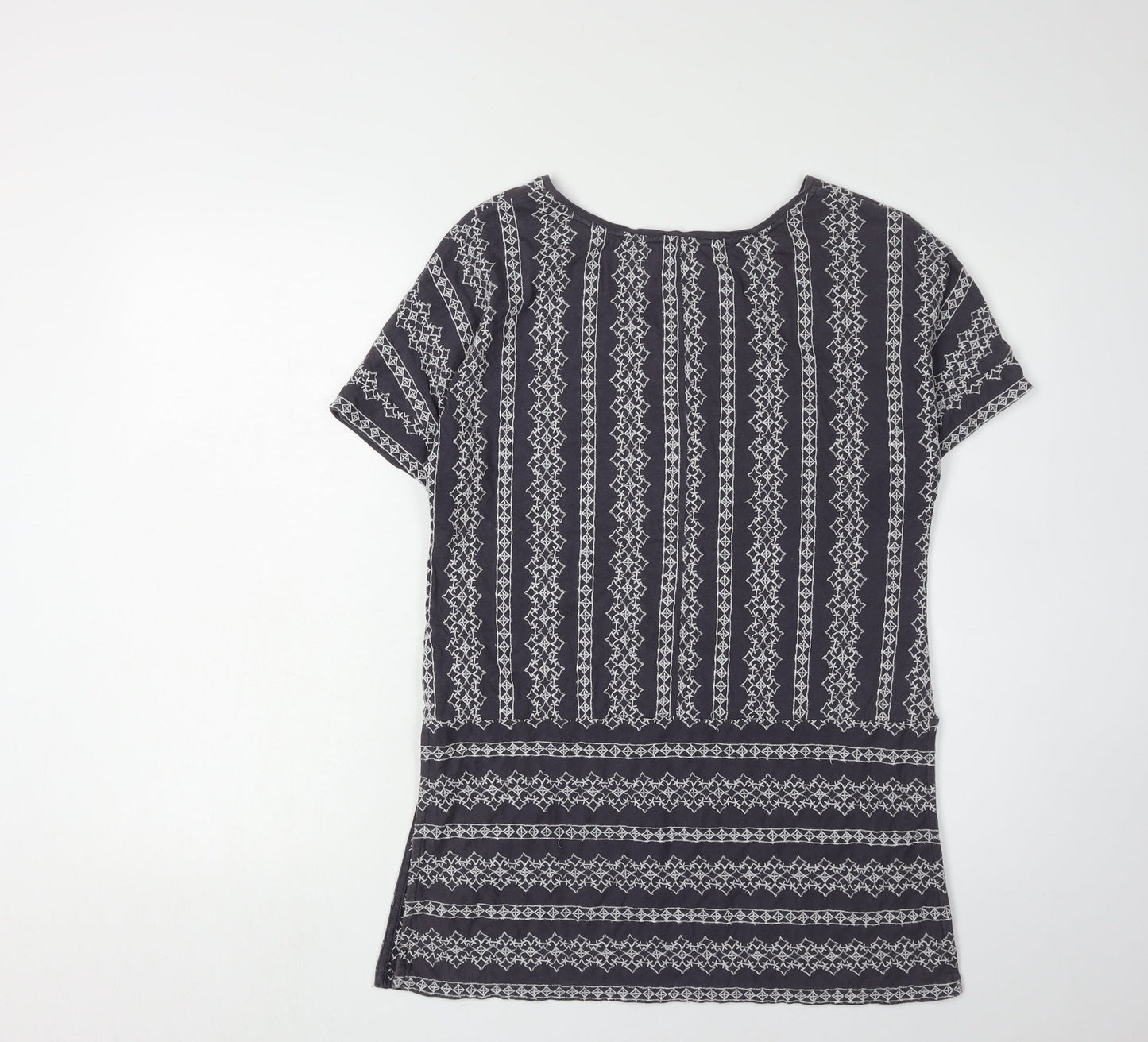 White Stuff Women's Blue Geometric Cotton T-Shirt