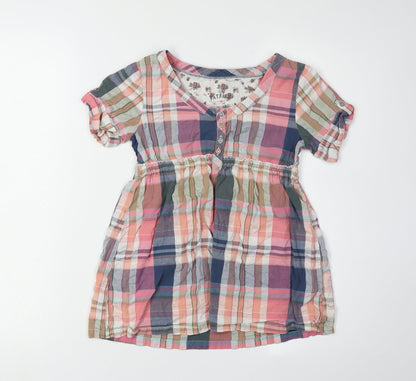 Additional front view of FatFace girls’ multicoloured plaid blouse, 11-12 years