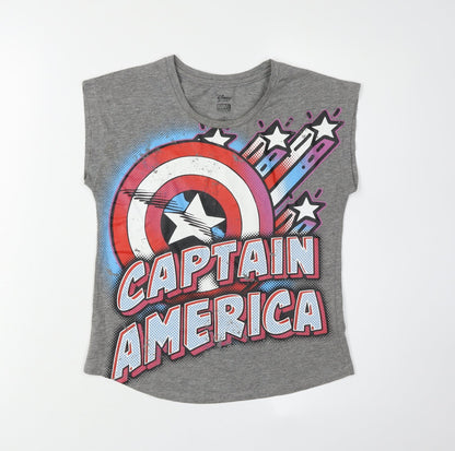 Additional front view of Disney girls’ grey captain america sleeveless t-shirt 7-8 years