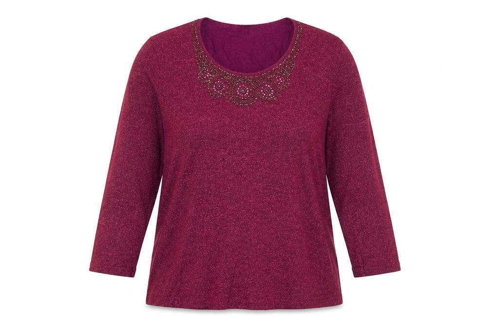 Eastex Women's Purple Beaded Pullover Jumper, Size 14