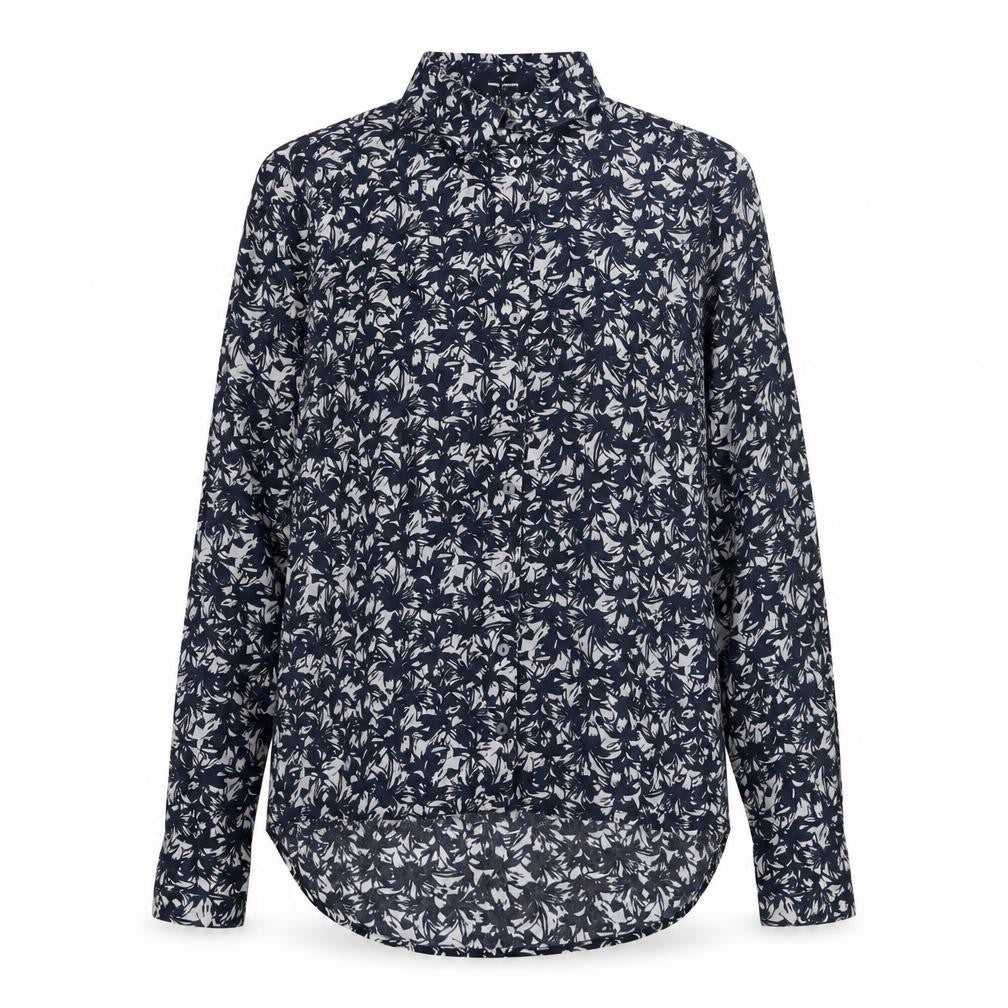 Daniel Hechter Women's Blue Floral Button-Up Shirt Size 10