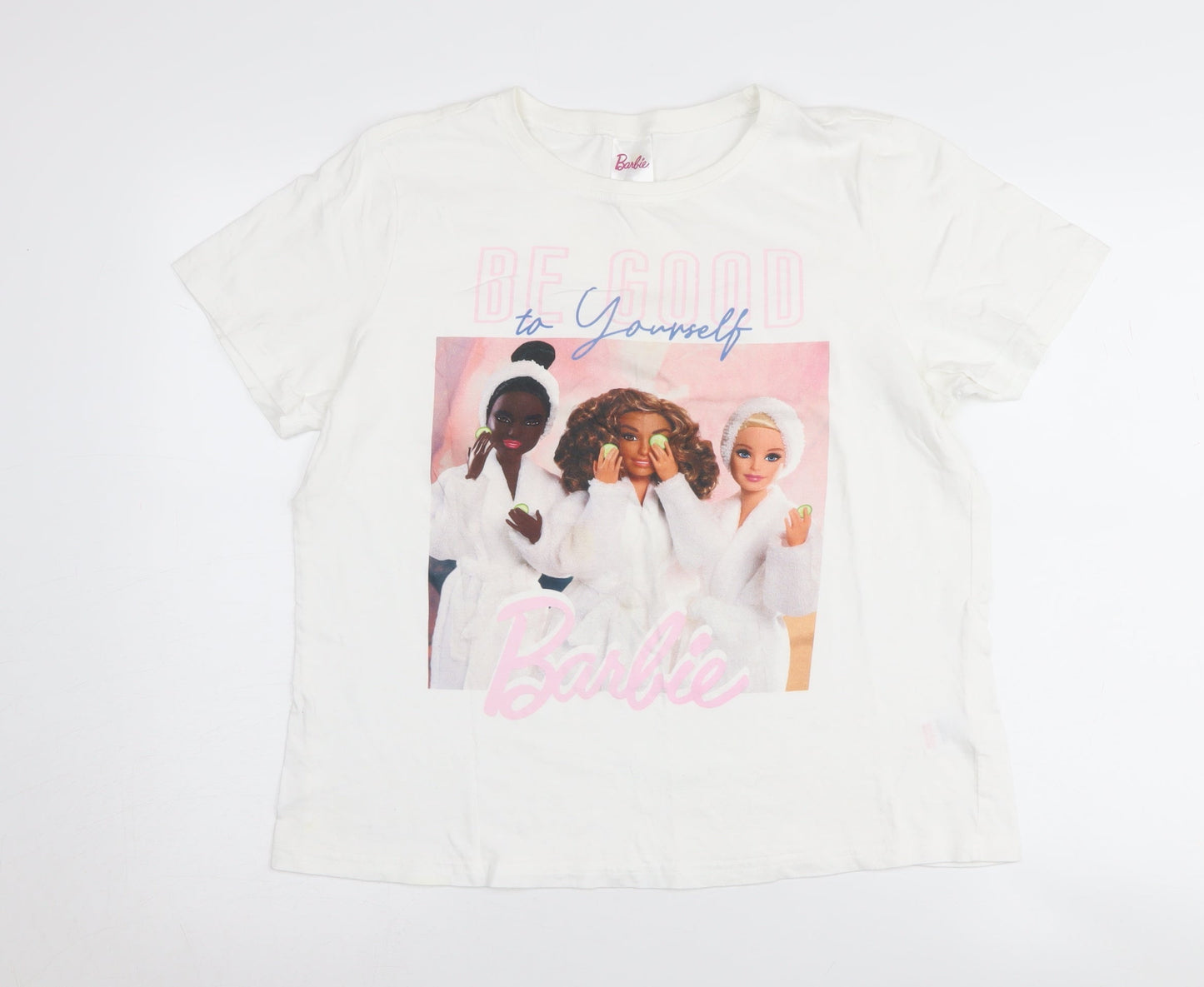 Barbie Women's White T-Shirt Size 12 Short Sleeve
