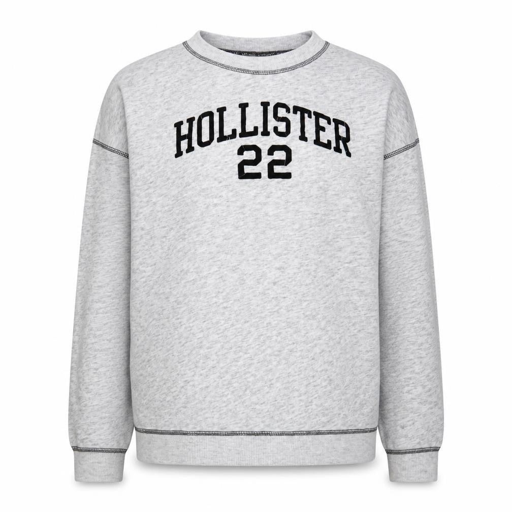 Hollister Grey Unisex Crew Neck Sweatshirt L