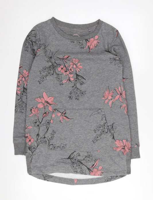 Next Women's Grey Floral Tunic Sweatshirt XS