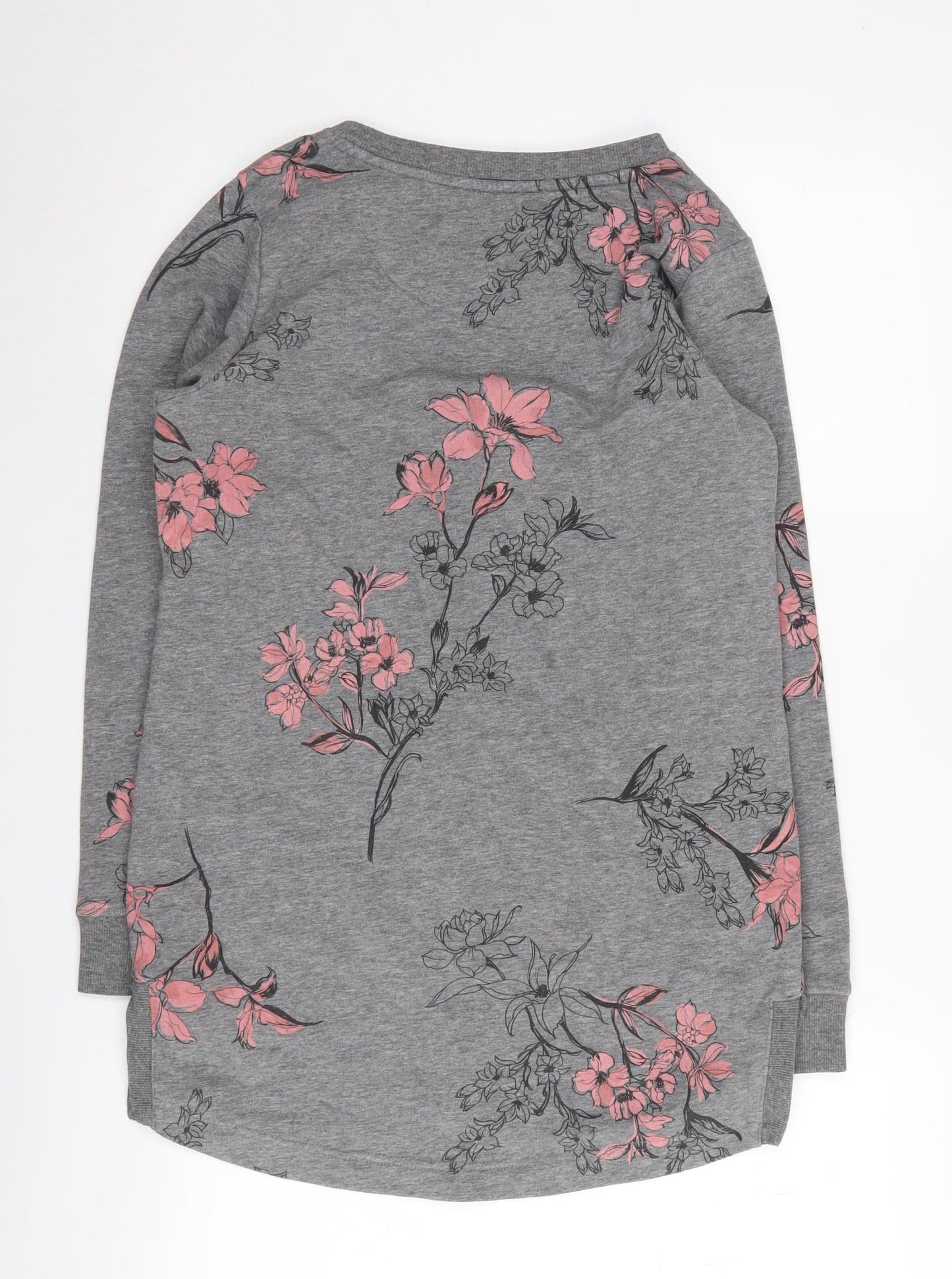 Next Women's Grey Floral Tunic Sweatshirt XS