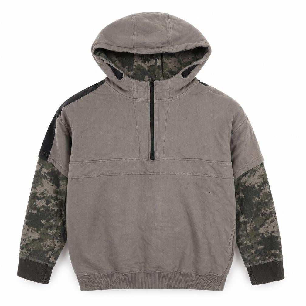 Urban Outlaws Boys Brown Camouflage Hoodie 11-12Y, 1/2 Zip Style