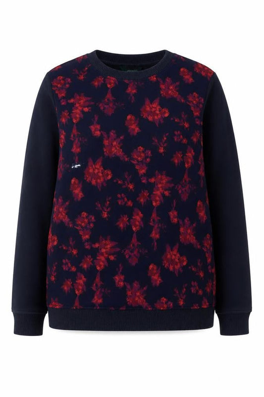 Front view of Lauren Ralph Lauren Women's Navy Floral Sweatshirt L