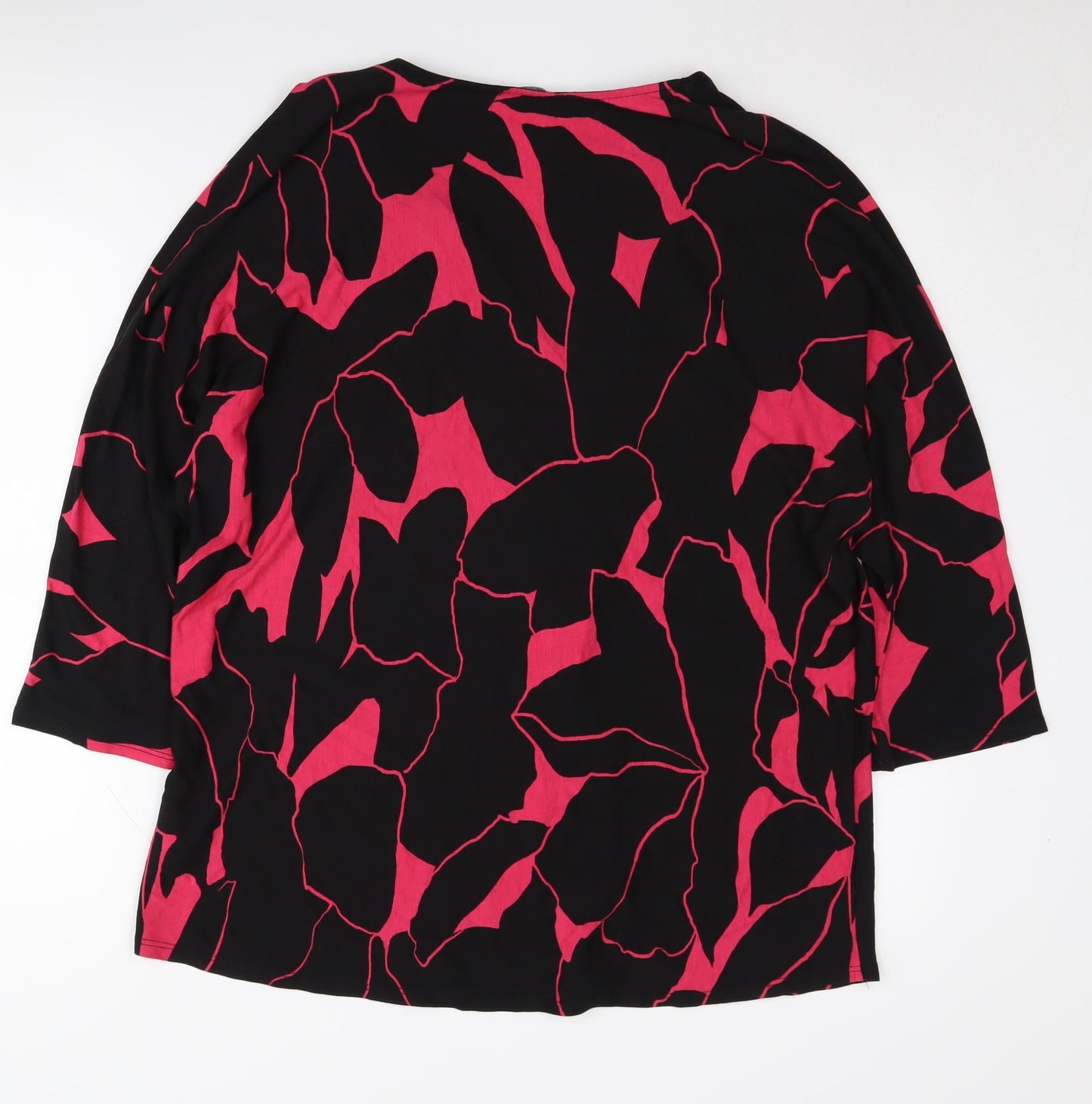 Roman Women's Black Pink Floral Blouse Size 14