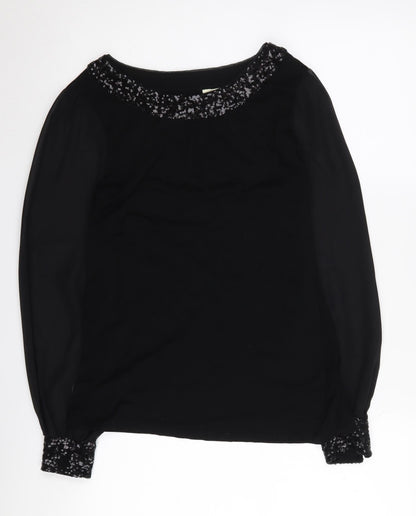 Oasis Women's Black Sequin Blouse, Size S
