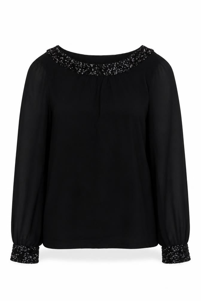 Oasis Women's Black Sequin Blouse, Size S