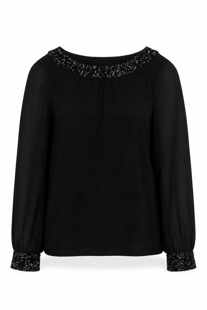 Oasis Women's Black Sequin Blouse, Size S