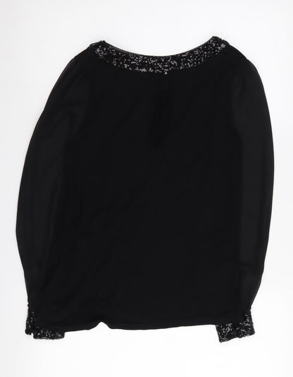 Oasis Women's Black Sequin Blouse, Size S