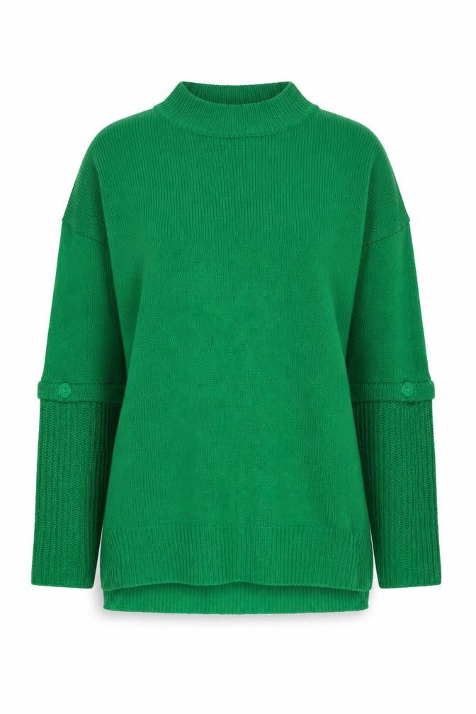 JDWILLIAMS Women's Green Mock Neck Acrylic Jumper - S