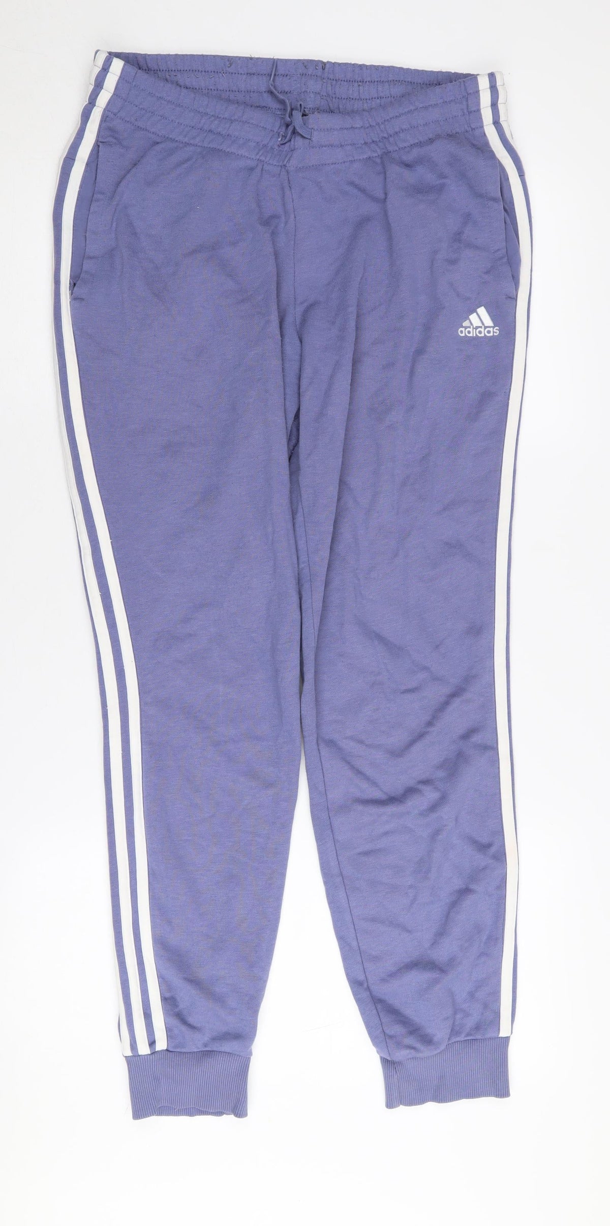 Adidas Women's Blue Joggers M Elastic Waist Side Stripe