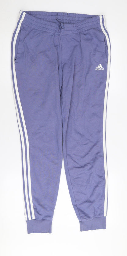 Additional front view of Adidas Women's Blue Joggers M Elastic Waist Side Stripe