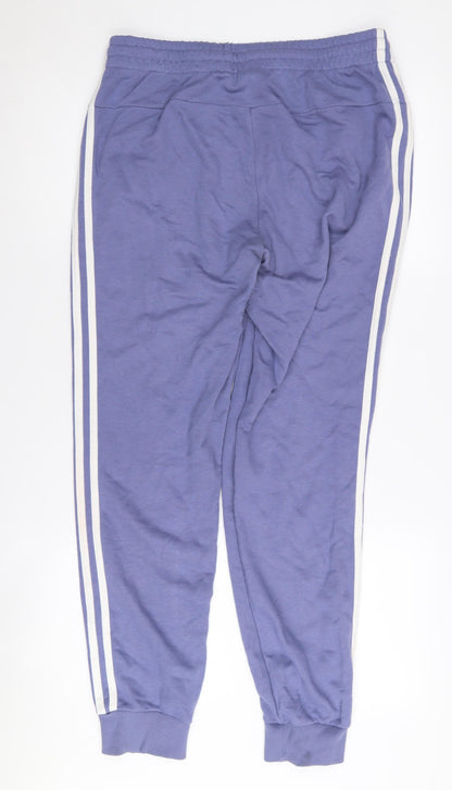 Back view of Adidas Women's Blue Joggers M Elastic Waist Side Stripe