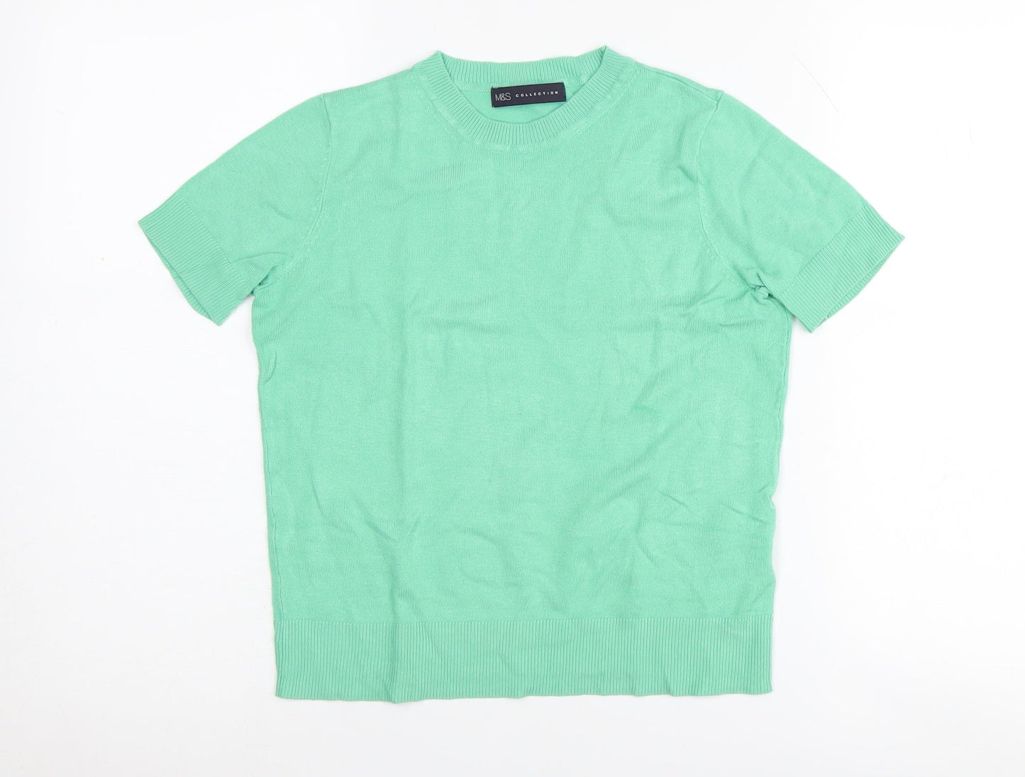 Marks and Spencer Women's Green Crew Neck Jumper Size 8