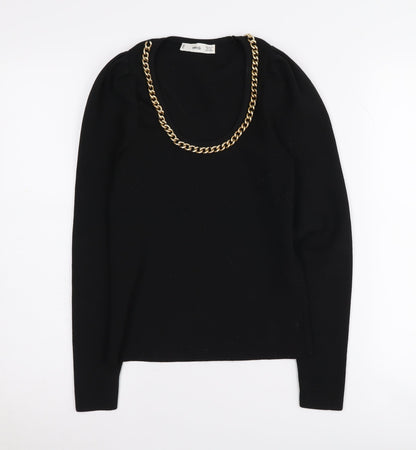 Mango Women's Black XS Long Sleeve Knit Top